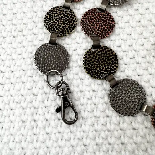Vintage Metal Mixed Color Hammered Round Coin Plate Chain Link Belt One Size