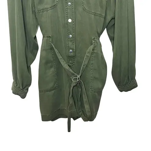 AllSaints Jess Long Sleeve Romper Women’s Size 8 Khaki Green Utility Style