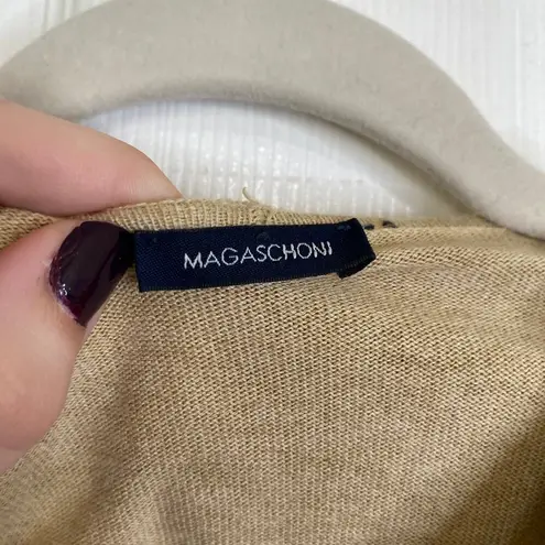 Magaschoni Cashmere Blend Ruffle Cardigan Tan Shabby Chic Size Small READ