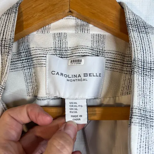 Carolina belle Longline Open Front Boyfriend Plaid Blazer Lined Size XL Office