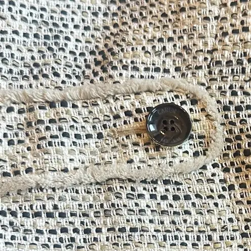 Karen Millen Cream Black Button-Down Blazer Jacket Tweed Work Size 10 Women's
