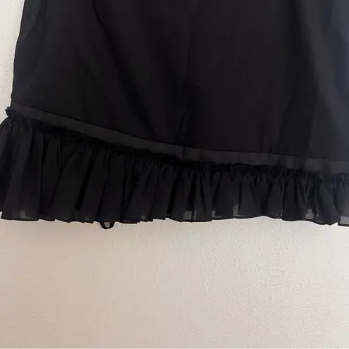 Nensi Dojaka Ruched Asymmetric Stretch Silk Mini Skirt Black Ruffle Size Small
