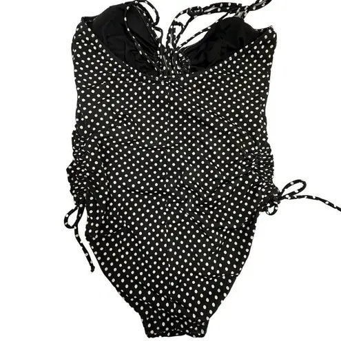 Newport News Black and White Polka Dot One Piece Bathingsuit