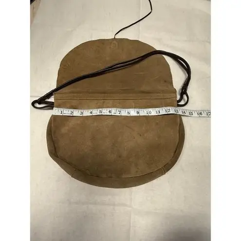 Prune Brown Suede Leather Crossbody Saddle Bag Boho Vintage Style Purse