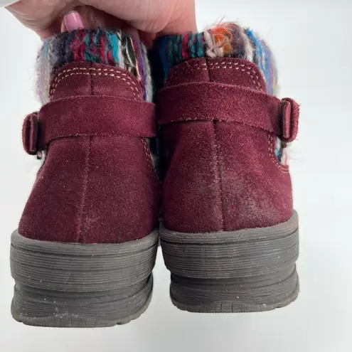 Earth Origins Merlot burgundy Suede Sweater Ankle zip Booties Women’s Size 9