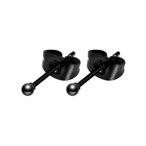 Very Tiny Black Ball Stud Earrings