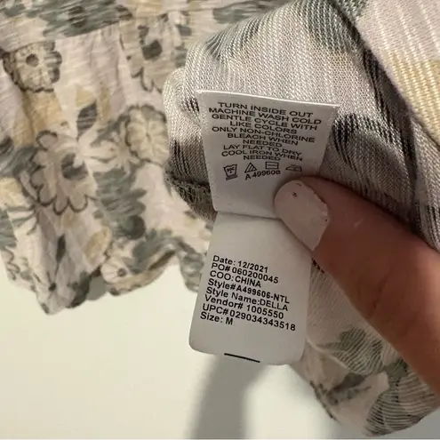 LOGO By Lori Goldstein Della Printed Floral Slub Knit Peplum Top grey medium