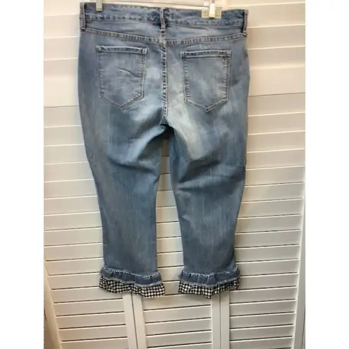 Vintage America Blues Wonderland Ankle Jeans 14P/32 Lush Soft Denim With Gingham Blue