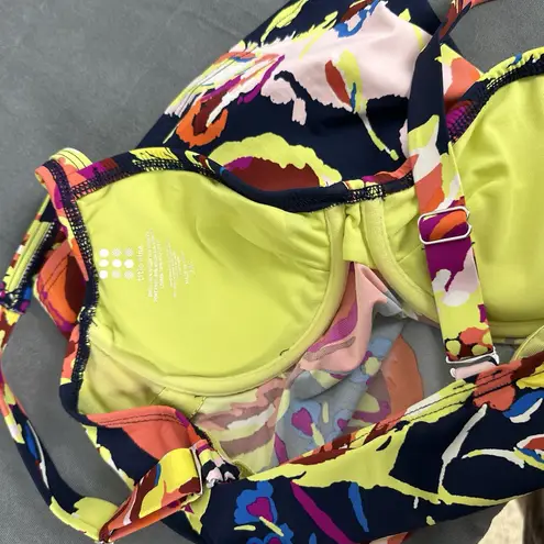 Title Nine Tankini Swim Top 32C Hidden Bra Sized Floral Print Underwire Lined