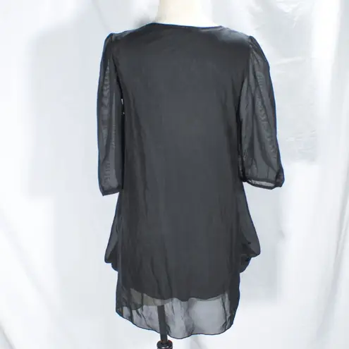 Y2K Gothic Black Chiffon Pleat Mini Dress AHS Coven Style Size M