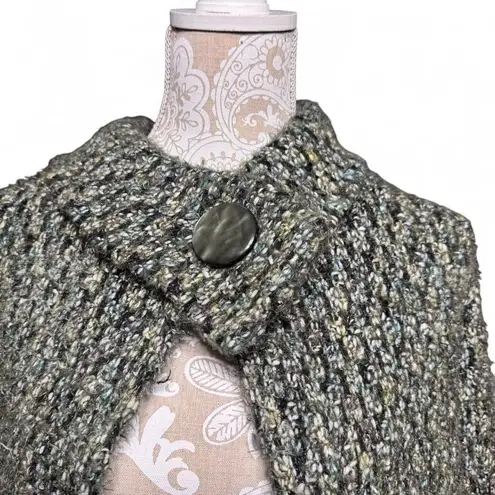 Vintage Carole Little Poncho Sweater Cardigan Knit Wool Fall Academia Layering Green Size L
