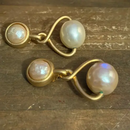 Karl Lagerfeld Vintage Karl Lagerfield chunky gold tone baroque pearl clip on earrings
