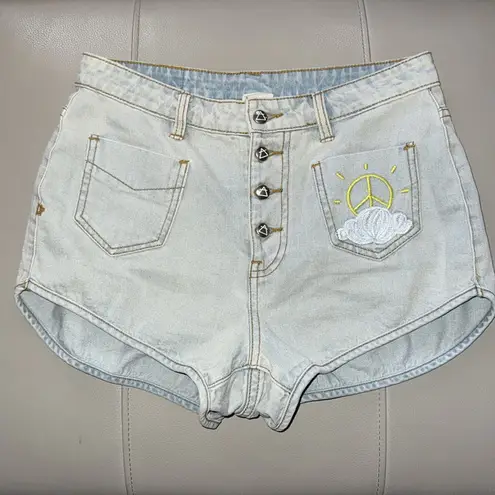 Somedays Lovin Some Days Lovin Women's High Rise Embroidered Denim Shorts Size 29