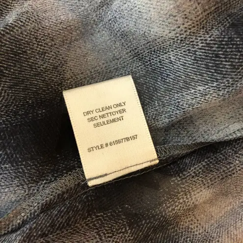 Rebecca Taylor  Blue Plaid Silk Long Sleeve Peplum Blouse Sheer Size 2