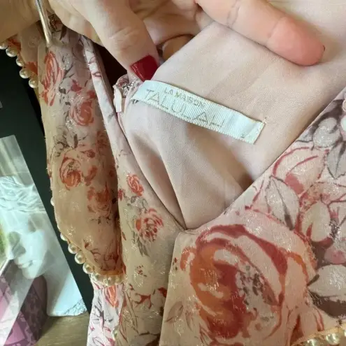 La Maison Talulah midi gown pearls Dress black tie wedding gala floral beaded Pink Size 4