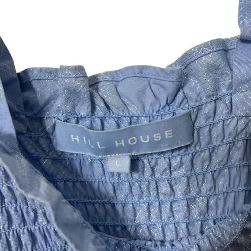 Hill House Ellie Nap Dress Women’s Large Light Blue Glitter Check Ruffle Sleeves
