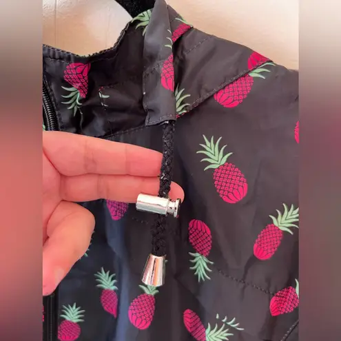 Brave Soul Women’s Black Pineapple Raincoat Jacket Zip Size 16