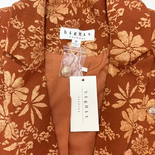 Elegant Floral Burnt Orange Blazer Size M New Size M