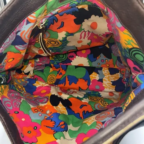 Marc Jacobs  Vintage Thick Leather Hobo Bag With Bows And Psychedelic Interior