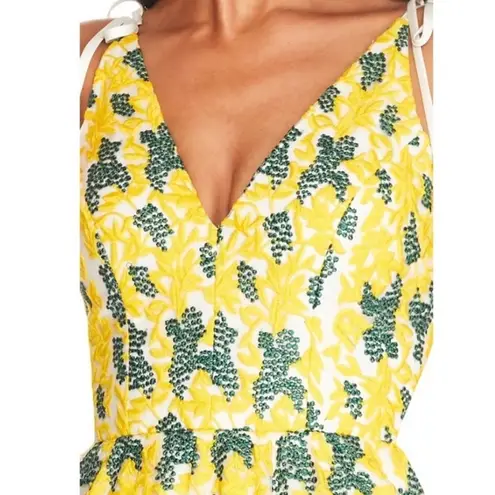 Dress the Population Sunny Floral Embroidery Tiered Dress Canary Yellow Small