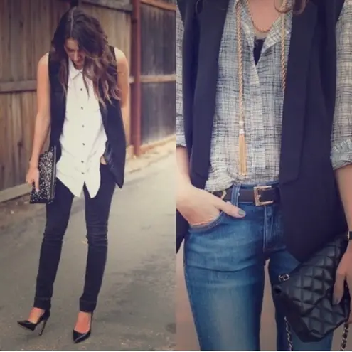 CAbi  Black Eclipse Racerback Tuxedo Vest Size Small