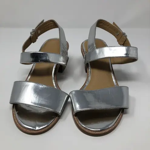 ASOS  Silver Metallic Heel Sandals Block Heel Size 5 - Image 4