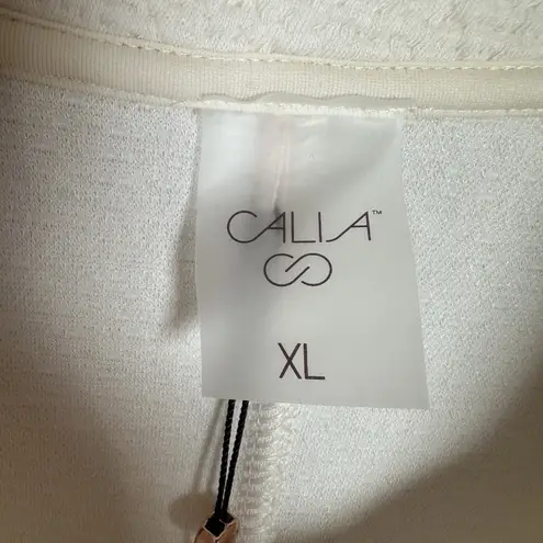 NEW Calia Womens XL 1/4 1/2 Zip Pullover Cream Textured Oversized Athleisure