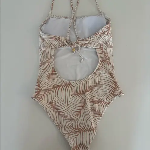 Roxy  Women’s One Piece with Leaf Design in Cream and Brown - Image 3