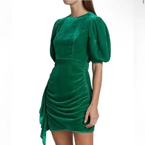 Rhode Pia Ruched Velvet Mini Dress Emerald Green Womens Size 0