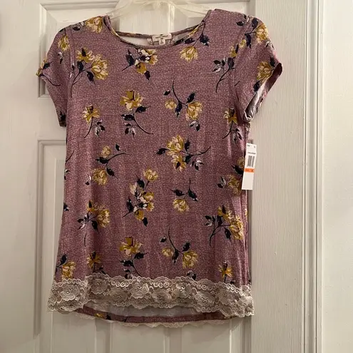 Mason & Belle COPY - Size small purple gold floral flower top shirt blouse lace trim