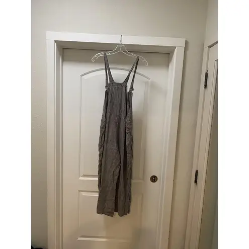 Flax By Jeanne Engelhart Overalls Womens Small Brown Linen Wide Leg Jumpsuit