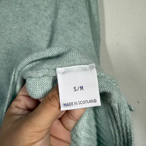 BRORA Scottish 100% Cashmere Gauzy Polo Turtleneck Top Size Small/Medium Green
