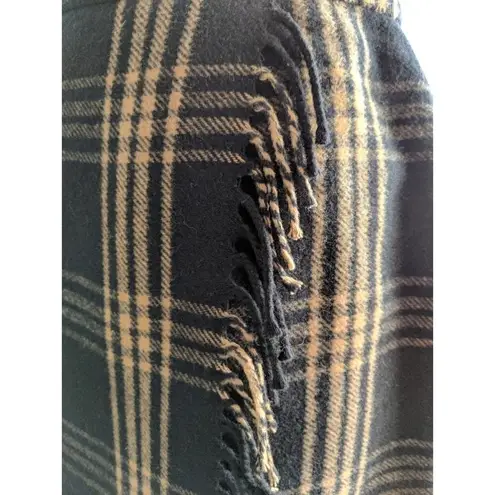 Kasper Plaid Skirt Black Gold Fringe - Size 8 - GUC