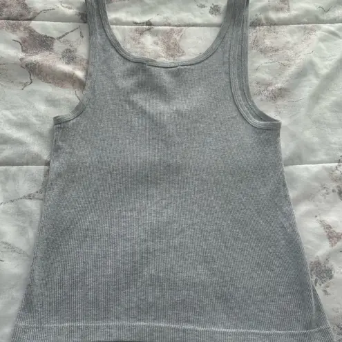 Brandy Melville  grey ribbed cropped button front placket tank top, one size