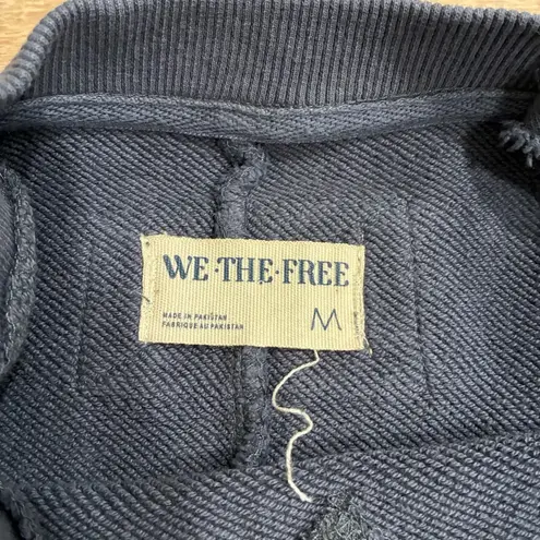 We The Free  People Skater Boy Twofer Pullover Sweatshirt Cotton Blue Size M