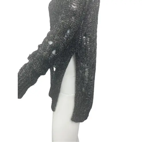 Pam & Gela  Black Distressed Sweater Cardigan