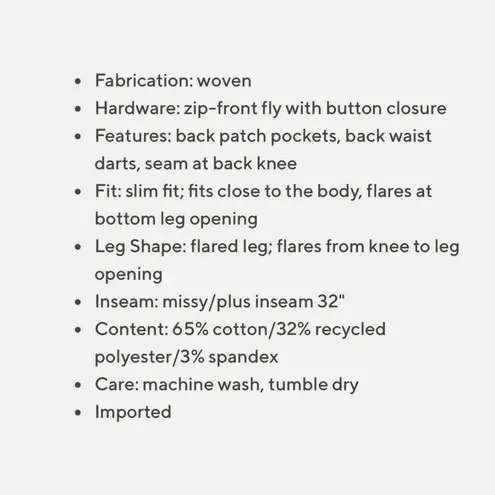 Studio Park x Vanessa Herring White Denim Flare Leg Pants Women's 28W White NWT Size 28