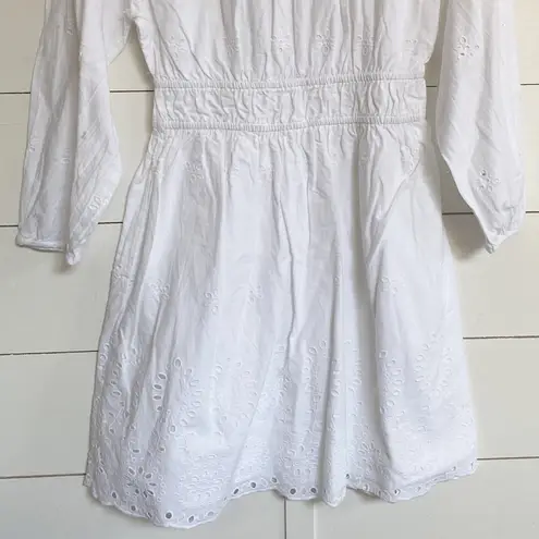 Universal Standard Romantic White Embroidered Eyelet Dress Smocked Waist Bohemian Mini - S NWT