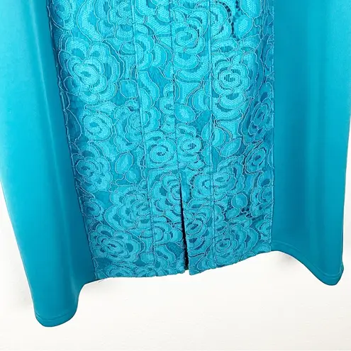 Adrianna Papell  Cap Sleeves Front  Back Lace Panel Exposed Back Zipper Dress 14 - Image 9