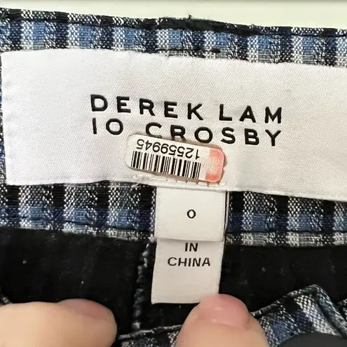 Derek Lam 10 Crosby Blue Check Cropped Flare Trousers