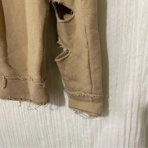 Alala Cypher Sweatshirt Destroyed and Distressed Tan Size Small