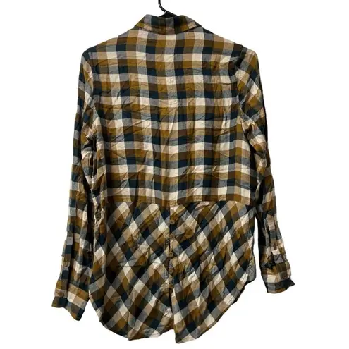 Lucky Brand  Shirt Women Size Small Button Up Plaid‎ Back Buttons Preppy Modern - Image 2