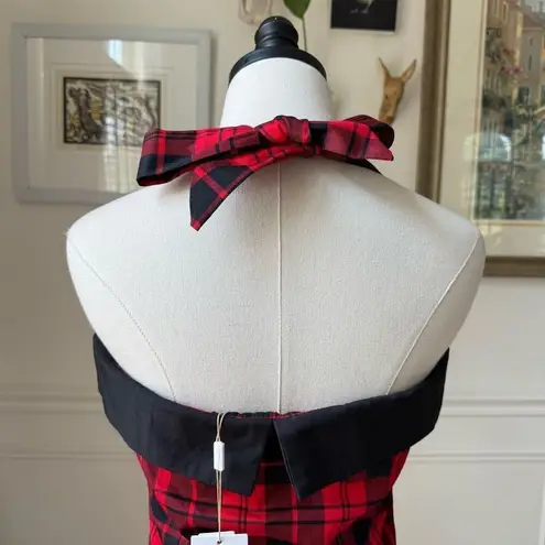 NWT Belle Poque Sleeveless Adjustable Halter Red Plaid Top M Size M