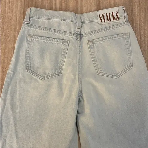 MOTHER Denim SNACKS! Pleated Double Dip Puddle Jeans in Blue Slushie Size 25