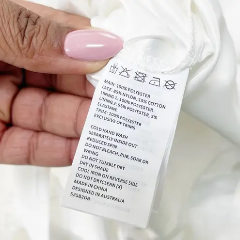 Bardot Women's Mae Lace V-neckline Voluminous Sleeves Dress in White Size 6