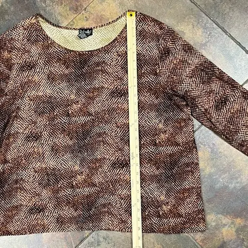 Rafaella Women Brown Snake Skin Blouse 2X