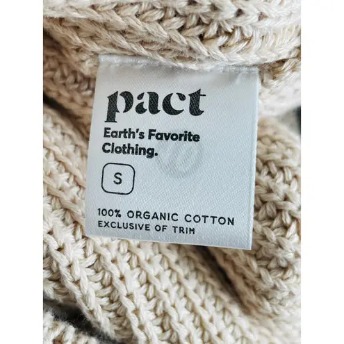 Pact Organic Cotton V Neck Knit Long Sweater Small Tan Cream