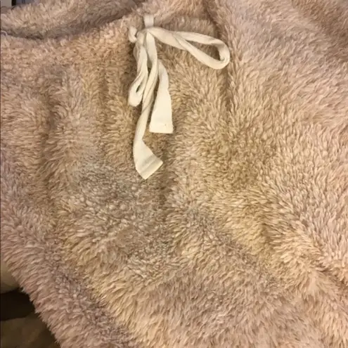 Sleep Zenista Wide Leg Tan Fuzzy Drawstring Pajama Pants Loungewear Large