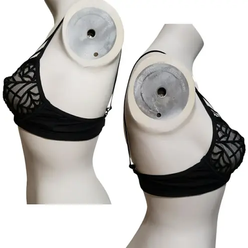 NWOT Undiz black spiderweb demi cup bra size 34B