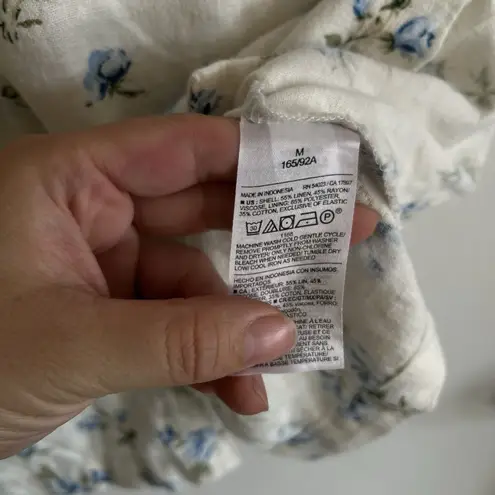 Old Navy NWT  white & blue floral baby doll mini dress SZ M Peasant